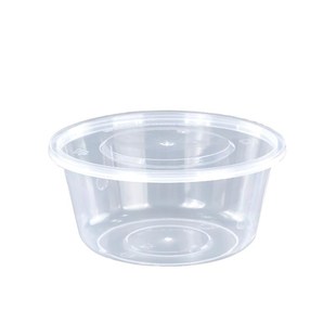 加厚圆形透明一次性餐盒500ML塑料打包饭盒外卖快餐便当汤碗带盖