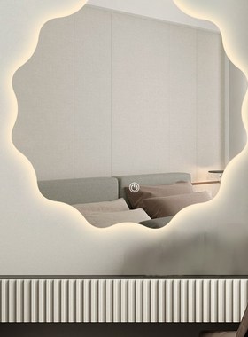 智能浴室镜免打孔ledq灯化妆镜不规则异形圆镜卫生间洗手台梳妆镜