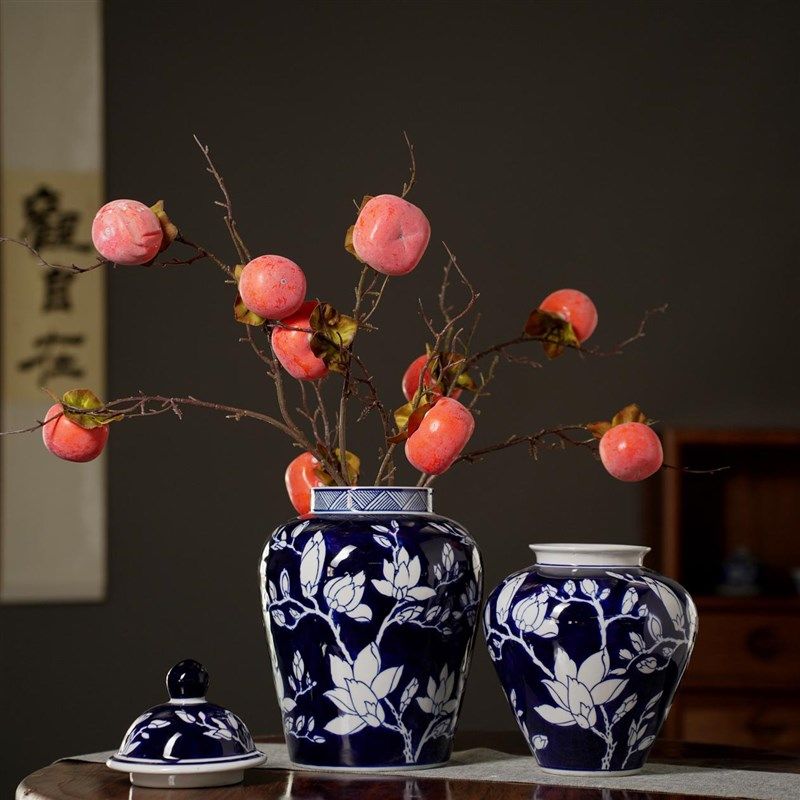 新中式装饰花瓶罐子家居工艺品摆件客厅博古架青花瓷花瓶将军罐,家居饰品,花瓶,淘宝优惠券,粉丝福利购,淘宝优惠卷