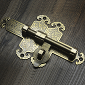 铜满园中式 木门锁花园庭院门闩仿古门扣搭扣 纯铜双开门插销老式