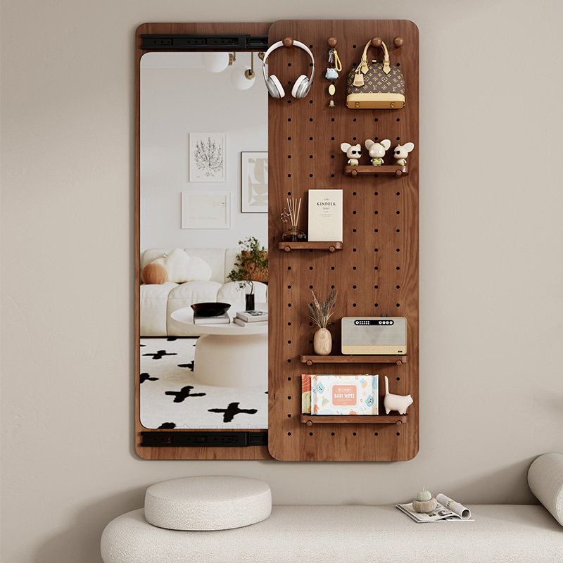 实木洞洞板全身镜一体隐形式壁挂推拉可关闭入户门口玄关全身镜子,住宅家具,穿衣镜,淘宝优惠券,粉丝福利购,淘宝优惠卷