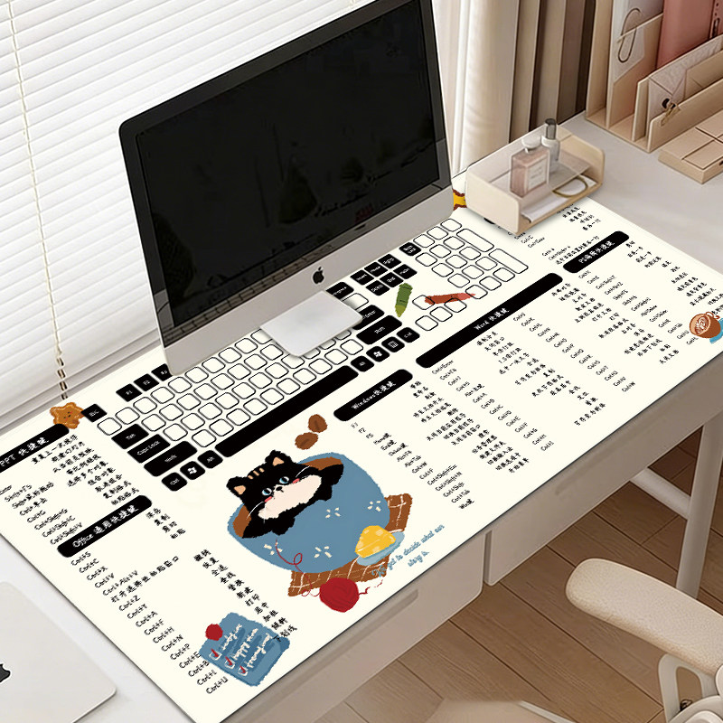 超大可爱猫咪快捷键鼠标垫超大女生办公键盘电脑桌垫锁边防滑动漫,电脑硬件/显示器/电脑周边,鼠标垫/贴/腕垫,淘宝优惠券,粉丝福利购,淘宝优惠卷