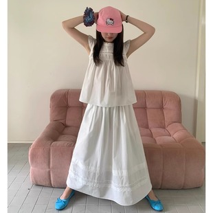 【SIM】2025夏季韩系时尚百搭松紧腰中长款A字半身裙女6887