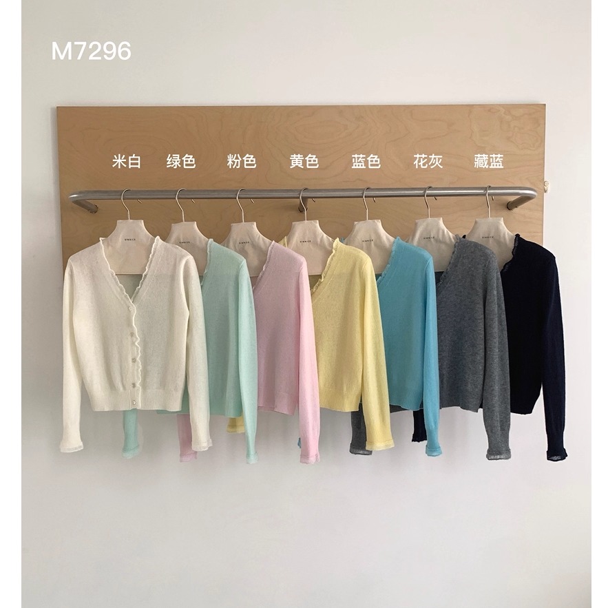 【SIMNICE】2025秋上新V领花边爆款单排扣羊毛针织开衫女M7296
