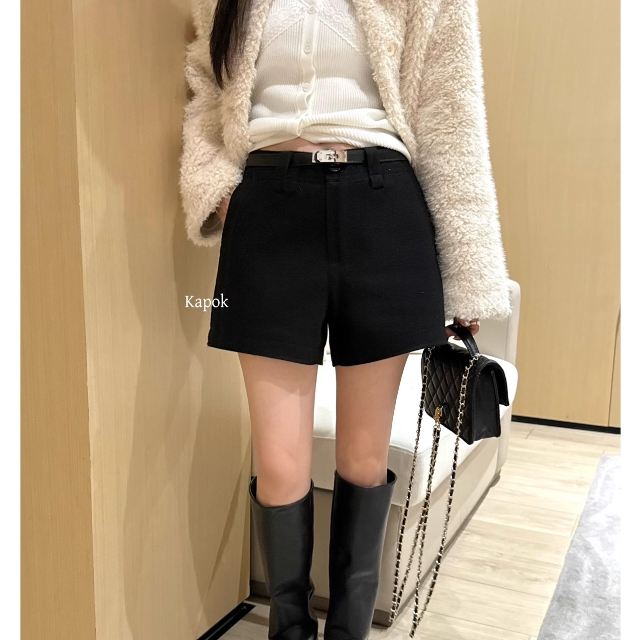 【KAPOK】2025冬季新款韩版高腰大长腿显瘦百搭休闲短裤女35068
