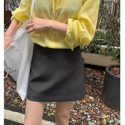 高腰多色系修身显瘦A字半身裙女