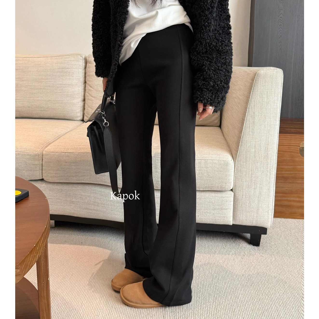 【KAPOK】2025冬季新款韩版超绝加绒显瘦修身喇叭休闲裤女35056