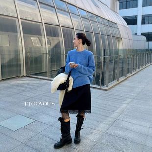 a字中长裙松紧腰蕾丝拼接半身裙女2417 2025早春新款 TTOOVOUIS