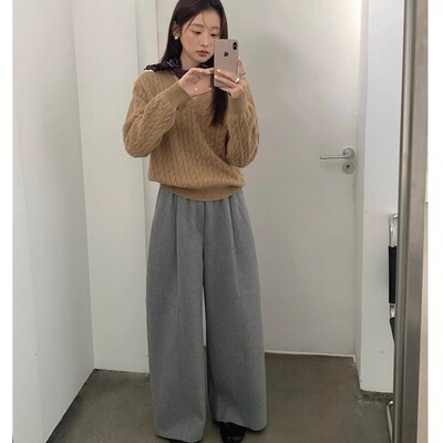 【SIMNICE】2025秋季新款韩版松紧腰宽松羊毛百搭休闲裤女P7398