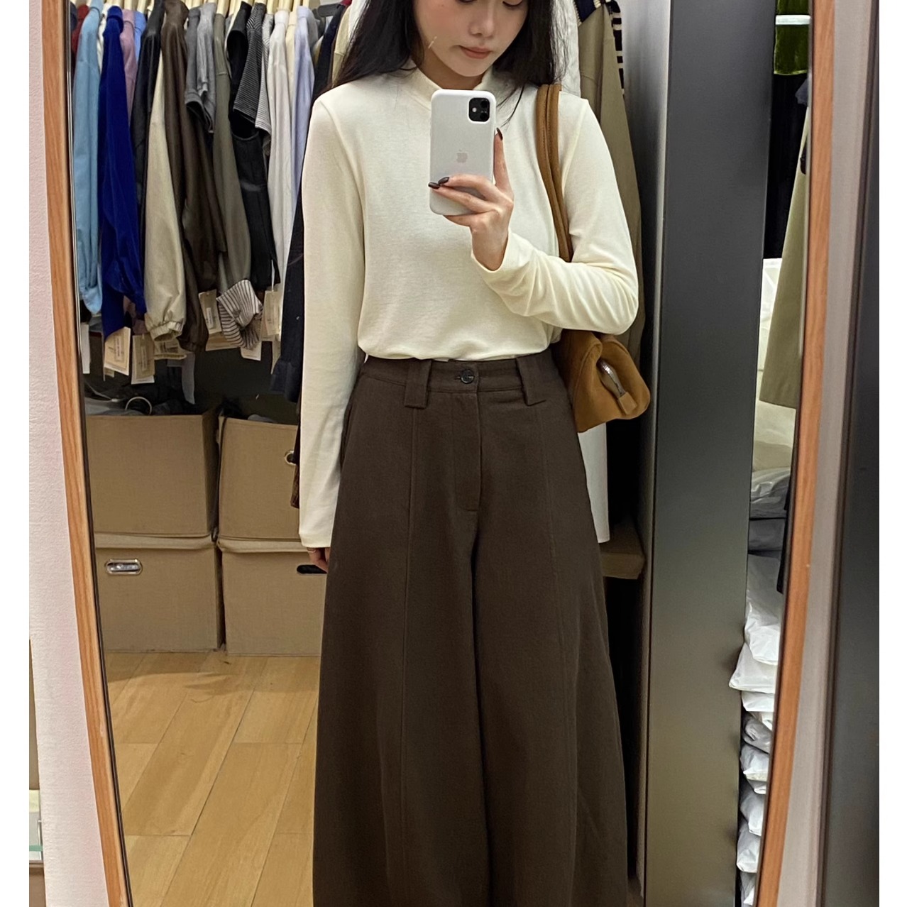 【THE BLANK】2025秋季新款韩版磨毛半高领修身显瘦长袖T恤女8263