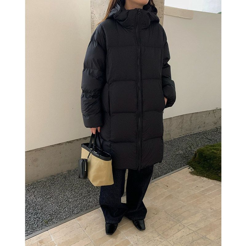 EVERTRUE90白鸭绒连帽羽绒服女