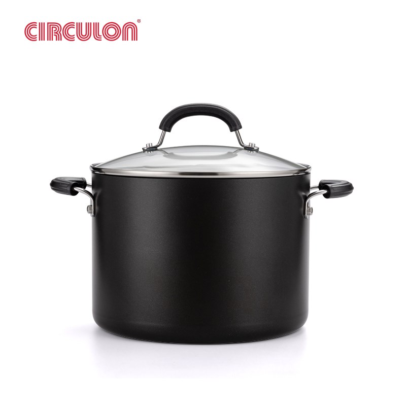 CIRCULON/圈圈锅/扭纹x宝不粘锅汤锅煮粥面汤锅炖锅玻璃盖24cm