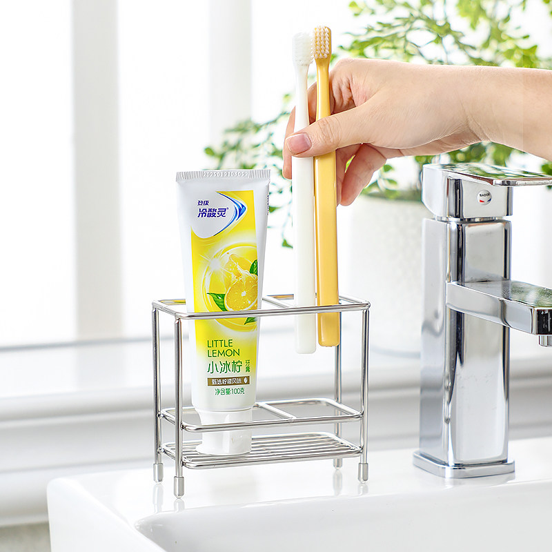 插牙刷架子 304不锈钢s放牙刷牙膏收纳架洗漱台电动牙刷置物架台