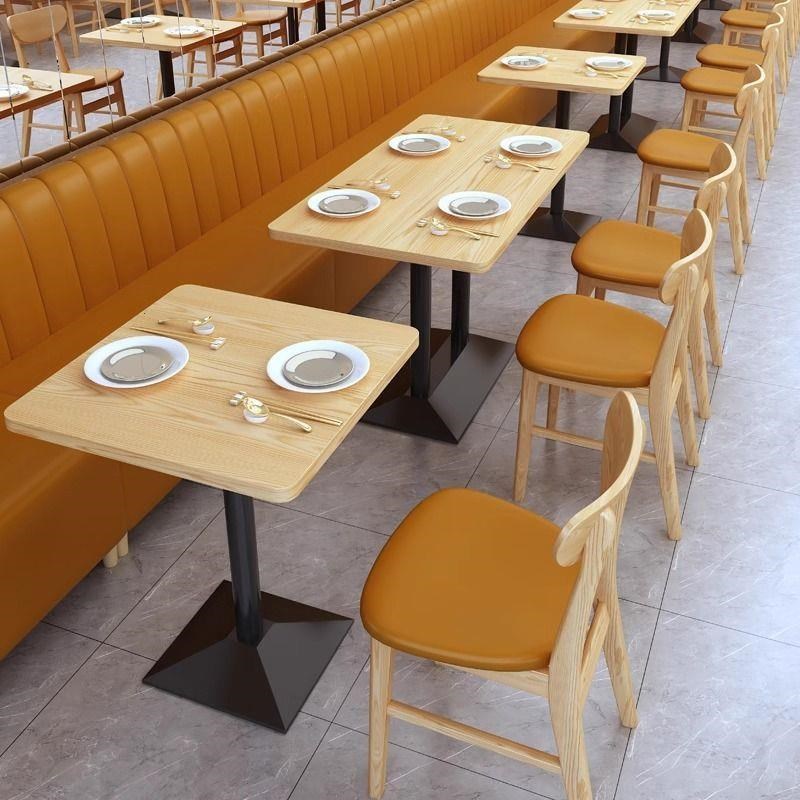小吃店餐厅靠墙卡座定制奶茶甜品汉堡快餐饭店实木桌Z椅沙发组合