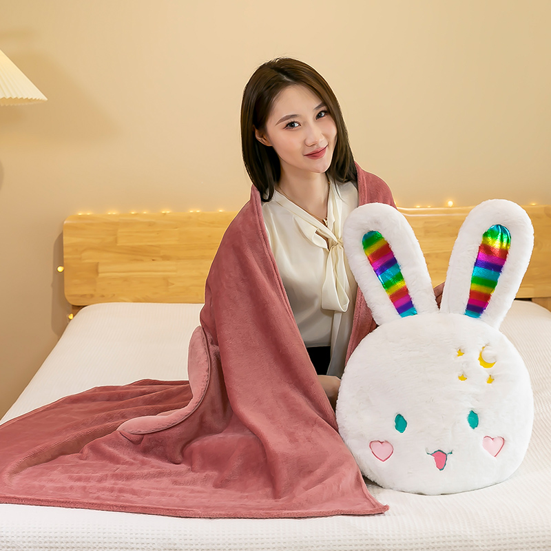兔子抱枕被子两用午睡枕头被车载靠垫G办公室加厚折叠空调被二合