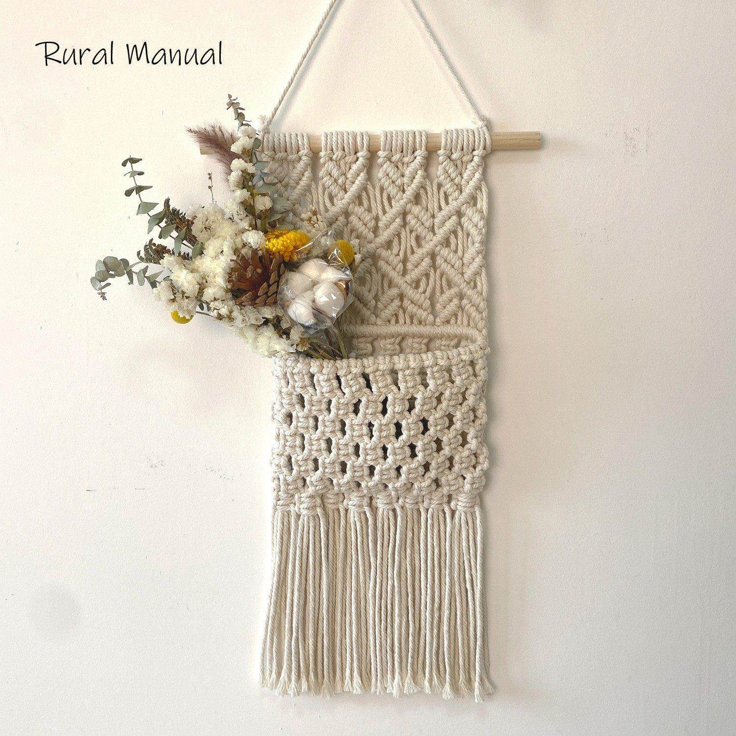 ins北欧风手工挂毯干花杂物墙面装饰卧室宿舍改造门后挂式置物袋,居家布艺,挂毯/壁毯,淘宝优惠券,粉丝福利购,淘宝优惠卷