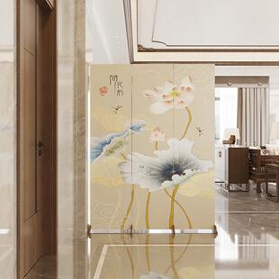 中式屏风隔断客厅2025新款入户门折叠移动遮挡覆古花鸟办公室折屏