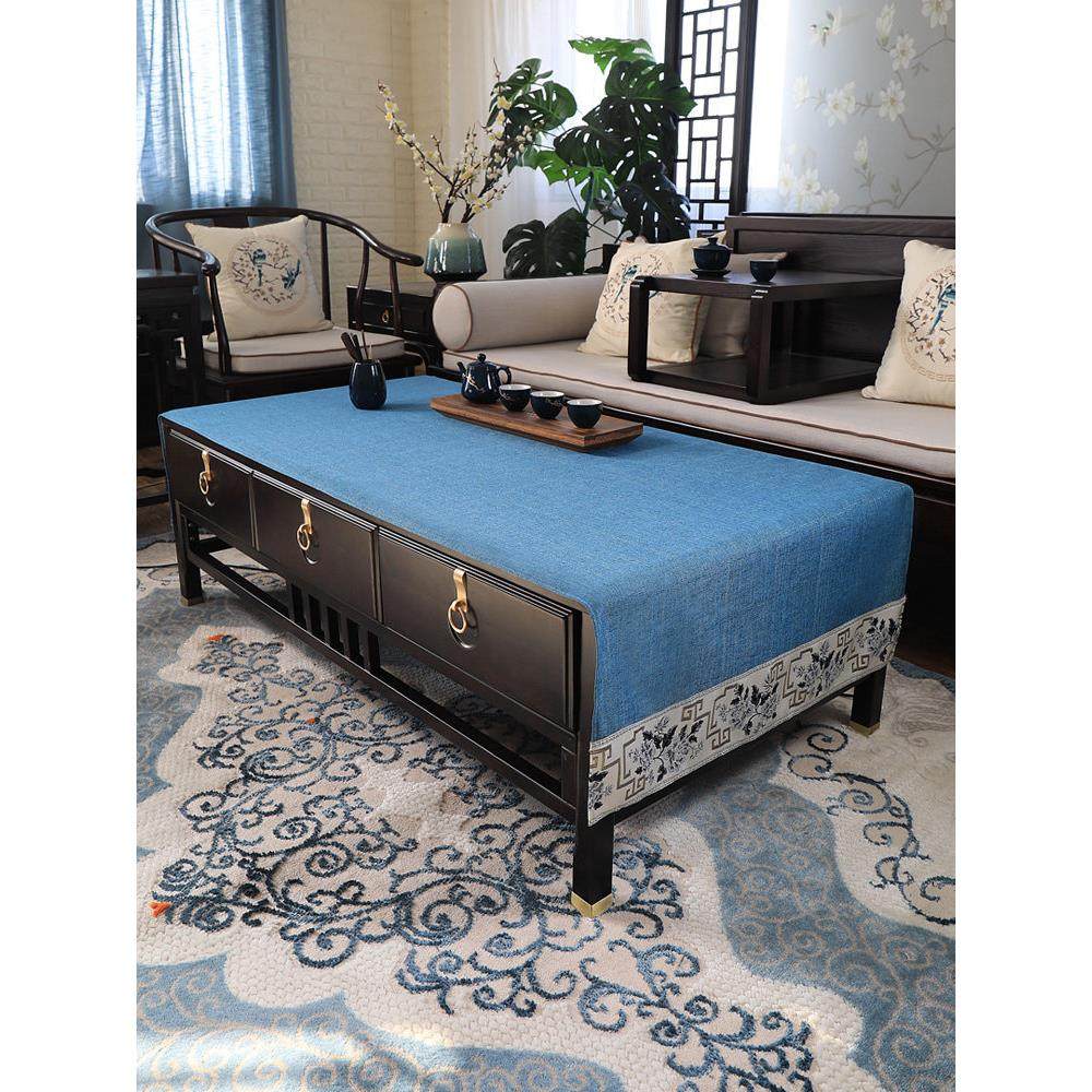 新中式茶几桌布禅意实木茶桌布长方形布艺盖巾客厅台布轻奢高级感,居家布艺,桌布,淘宝优惠券,粉丝福利购,淘宝优惠卷