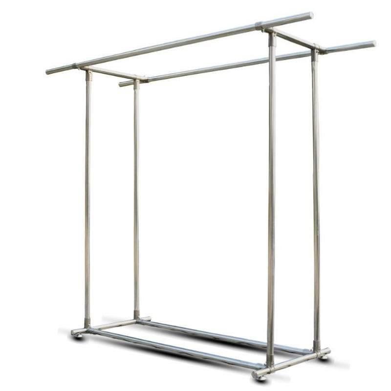 单双简易室内衣服落地加厚晒衣架杆式卧室晾衣架阳台挂不锈钢架子