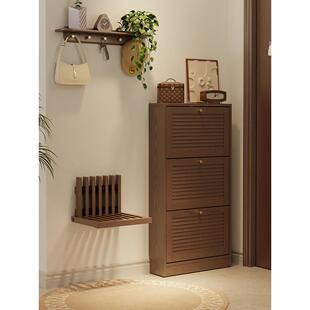 折叠换鞋凳壁挂式穿鞋凳入户门口家用玄关隐形实木极窄挂墙折叠椅