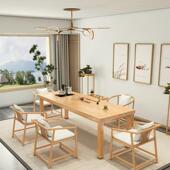 实木大板茶桌椅组合功夫茶台办公室新中式 原木泡茶桌茶具套组一体