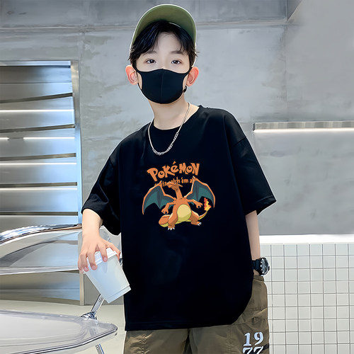 宝可梦儿童短袖T恤纯棉夏季新款男孩衣服中大男童半袖上衣潮衣服7