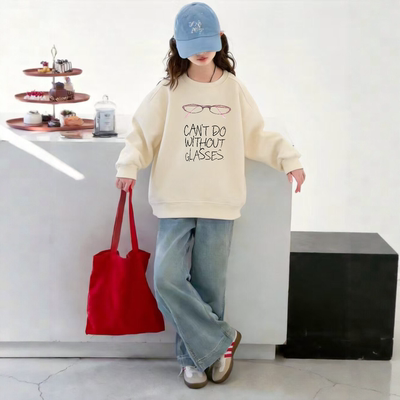 女童卫衣春秋款女孩加绒简约圆领卫衣儿童长袖保暖洋气时髦外搭衫