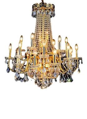 复式楼客厅水晶大吊灯酒店大厅灯办公楼梯吊灯别墅黄色水晶吊灯具