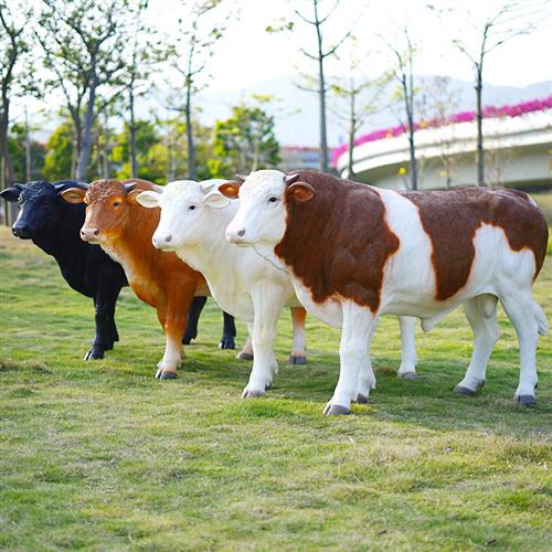 仿真水牛摆件牧童骑牛雕塑玻璃钢园林草坪景观装饰农耕大黄牛模型