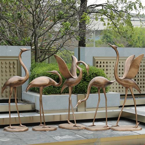 玻璃钢户外仙鹤雕塑景观仿真鹤假山水池装饰庭院摆件大丹顶鹤模型