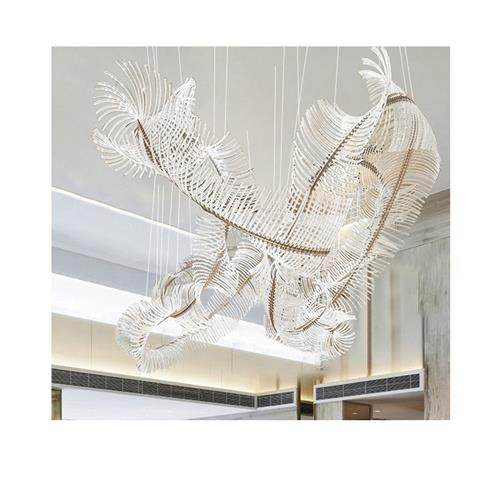 酒店会所售楼部大厅沙盘龙骨异形亚克力飘带设计师现代简约吊灯