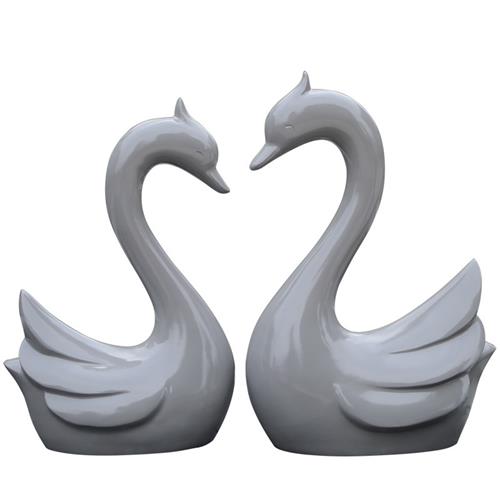 天鹅雕塑玻璃钢大白鹅摆件仿真动物小区户外园林景观小品草坪装饰