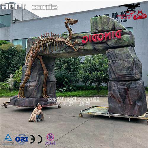 玻璃钢仿真恐龙骨架景区乐园大门防水防潮源头工厂来图制作