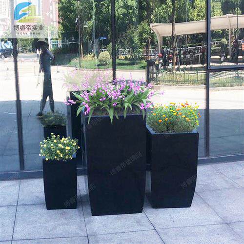 户外玻璃钢花箱方形园林花盆大型移动种植箱商场组合花钵广场花器