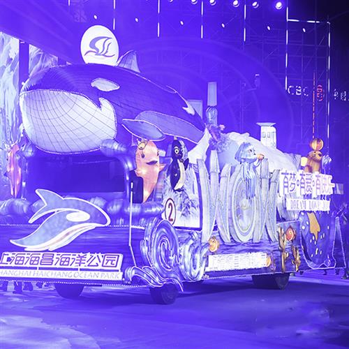 自贡产大型巡游花车彩车广告宣传商业活动专业美陈制作厂家道具