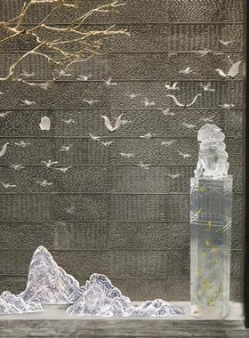 透明树脂假山摆件售楼处酒店样板间山形雕塑玄关桌面装饰园林景观