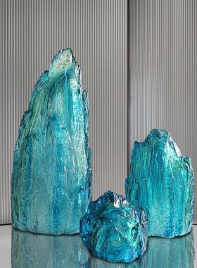 透明景观石摆件树脂雕塑酒店别墅会所大堂门厅室外水池落地装饰品