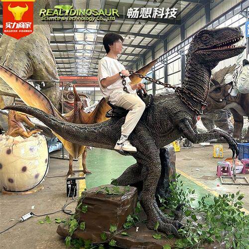 可以骑的恐龙乐园商场儿童恐龙骑士骑乘摇摆投币扫码硅胶摇摆恐龙