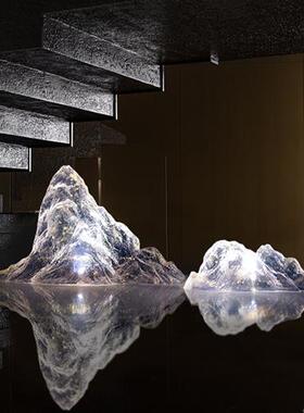 现代创意透明树脂假山雕塑摆件酒店售楼处样板间别墅软装饰工艺品