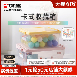 Tenma天马卡式透明家用收纳箱衣柜衣物整理箱玩具医药储物盒调色