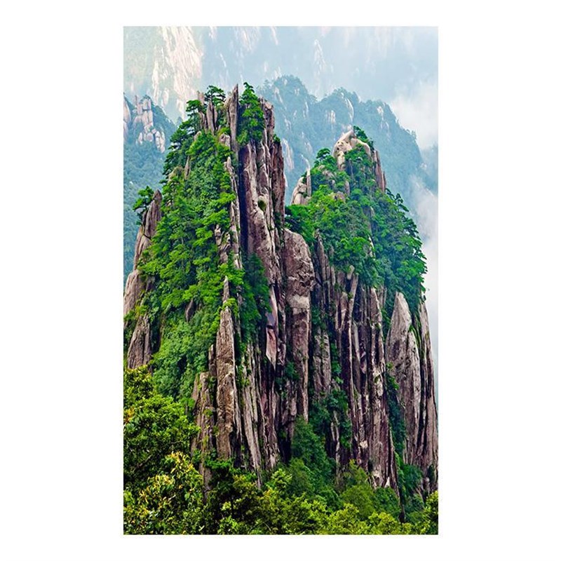黄山大山高山玄关装饰画有山无水靠山图办公室客厅墙W贴壁挂画自