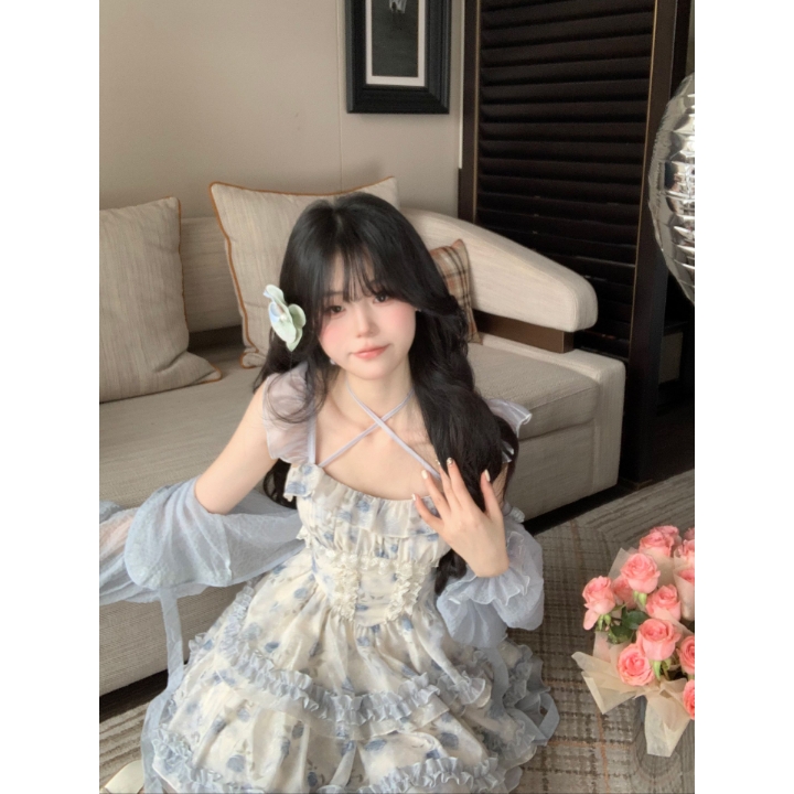 肌理感暗格微透灯笼袖蕾丝花边防晒开衫女外搭套装