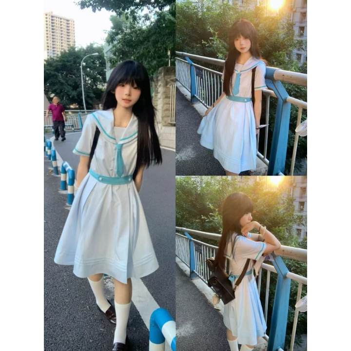 夏季学院风水手服收腰jk制服校供百褶裙套装女