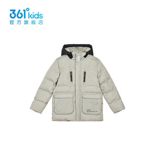 361度男童羽绒服新品 2024冬连帽上衣中大童保暖外套