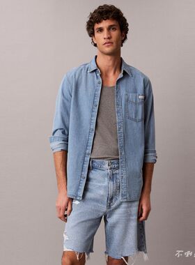 CK JEANS韩国直邮26夏男士轻薄透气百搭休闲牛仔五分短裤4RG766G