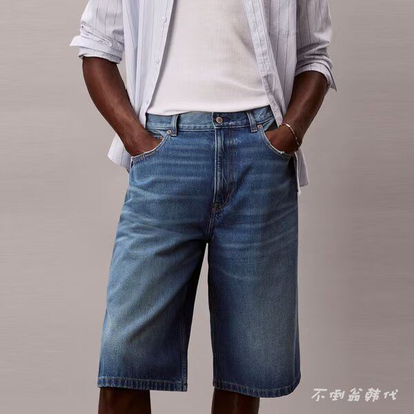 CK JEANS韩国直邮26夏男款纯色耐磨时尚百搭休闲牛仔短裤4RF796G