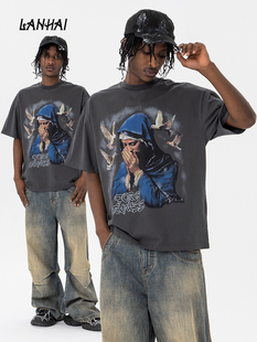 FORGIVENESS春夏小众潮流双手保佑和平鸽印花男士棉质短袖T恤男女