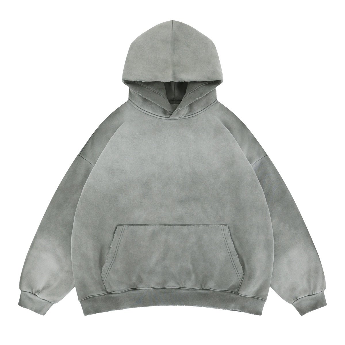 欧美高街侃爷kanye同款重磅水洗做旧连帽衫男女复古宽松嘻哈卫衣