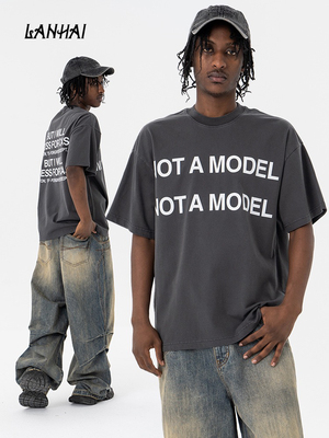 FORGIVENESS夏季新款重磅字母标语印花短袖恤男圆领百搭潮牌情侣