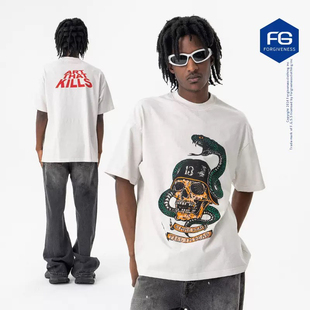 欧美高街GALLERY DEPT眼镜蛇骷髅士兵印花夏季宽松嘻哈短袖T恤衫